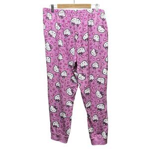 Hello Kitty Pajama Bottoms Women's XL 16-18 Sanrio Pink Stretch Sleepwear PJ's